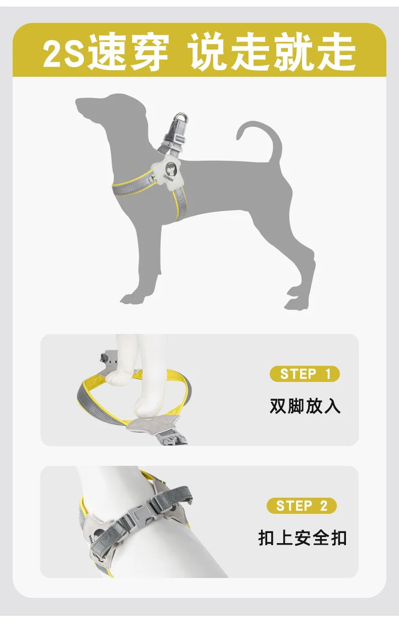 Adjustable Reflective Mesh Dog Harness – For Small & Large Dogs and Cats