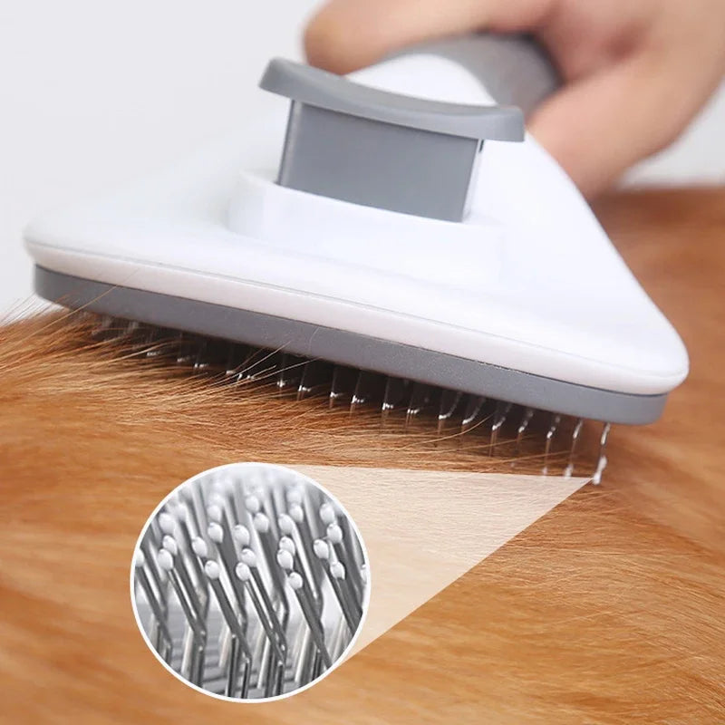 Stainless Steel Pet Hair Removal Brush & Comb – Automatic Grooming Tool