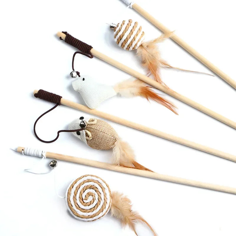 Colorful Feather Cat Teaser Wand