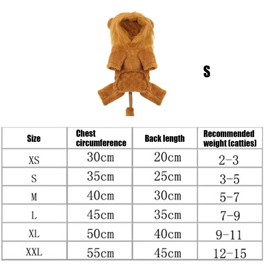Cute Lion & Tiger Cartoon Hoodie Pet Costume