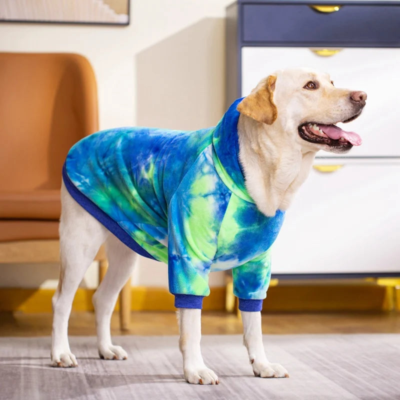 Tie Dye Dog Hoodie with Hat – Winter Coat & Sweater