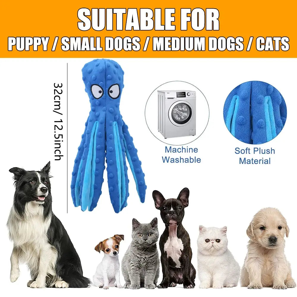 Squeaky Octopus Chew Toy for Medium & Large Dogs