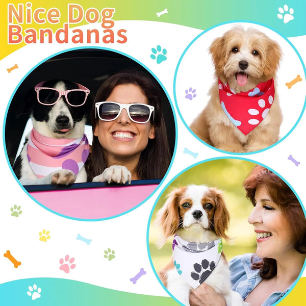 100-Pack Dog Bandanas – Colorful Triangle Bibs for Medium & Large Dogs