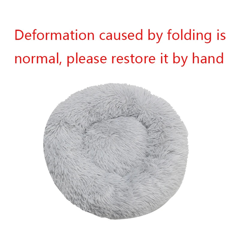 Plush Round Dog & Cat Bed – Winter Warm