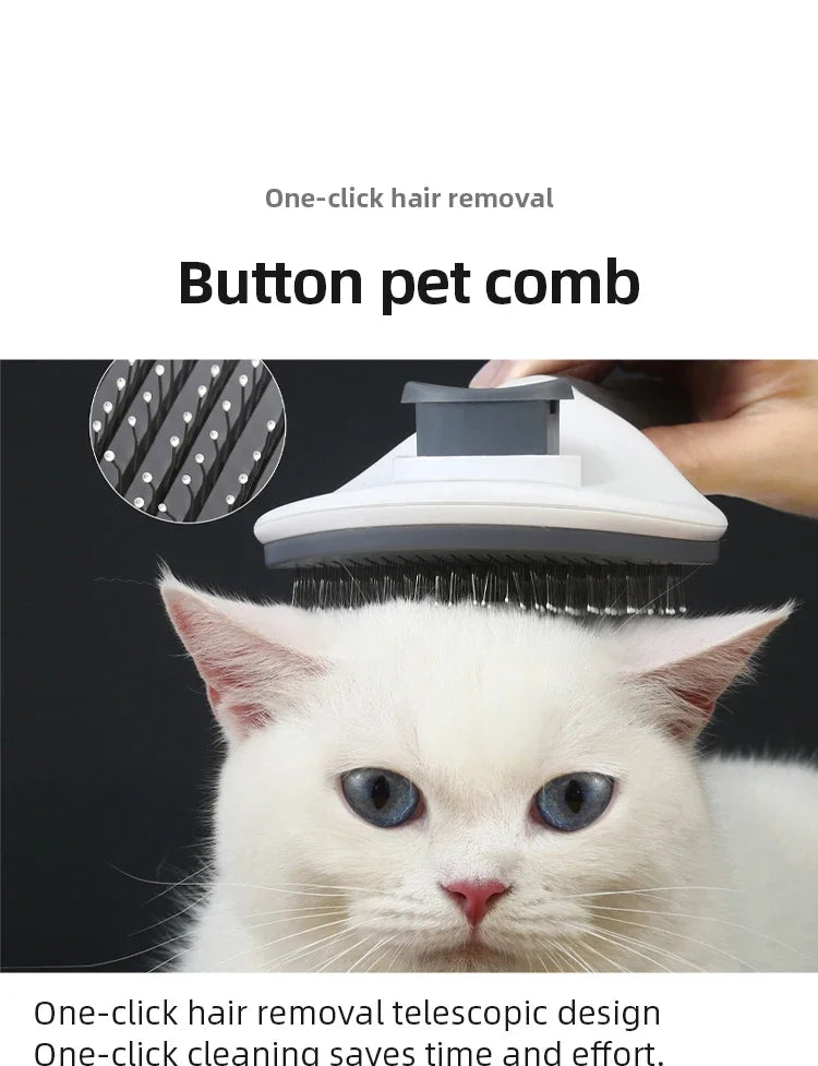 Stainless Steel Pet Hair Removal Brush & Comb – Automatic Grooming Tool