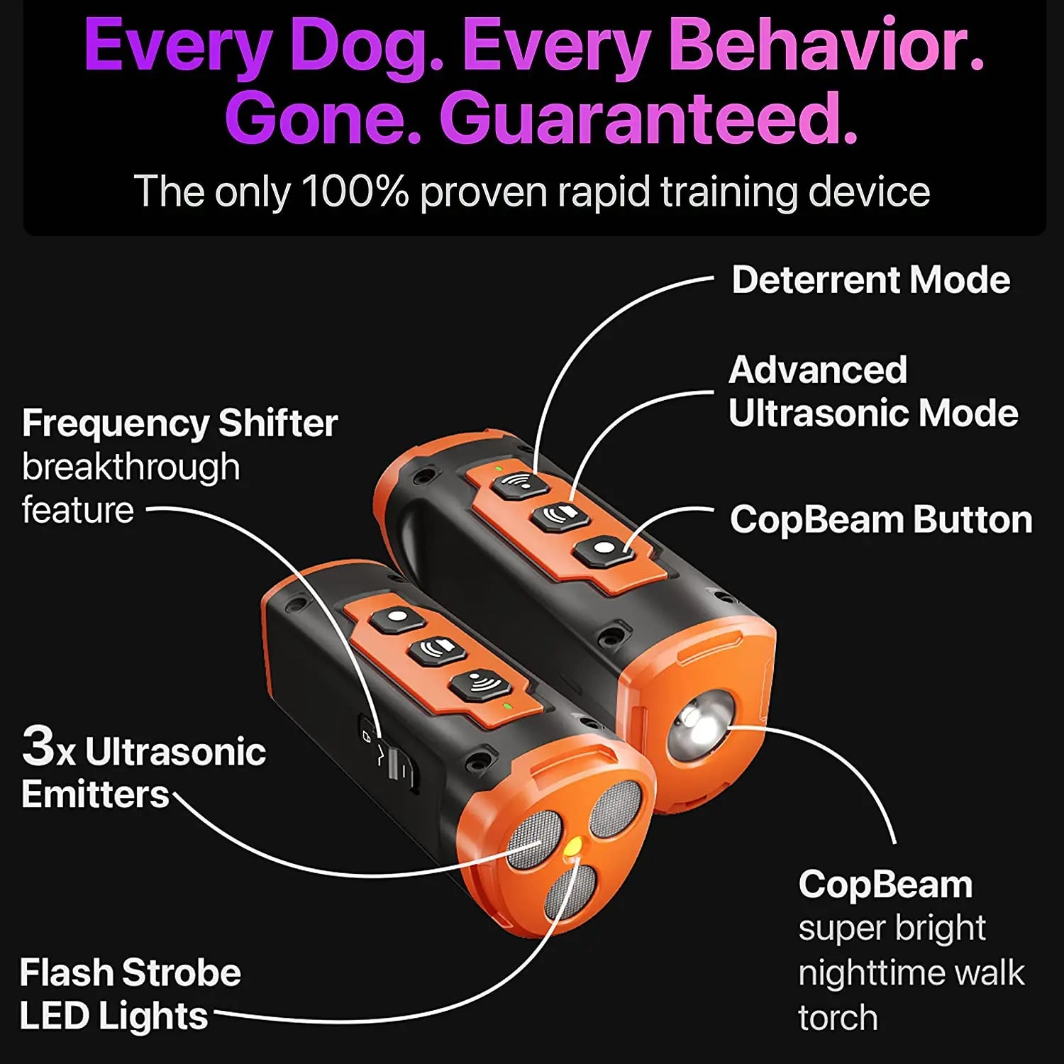 Ultrasonic Dog Repeller & Training Device – Rechargeable with LED Light