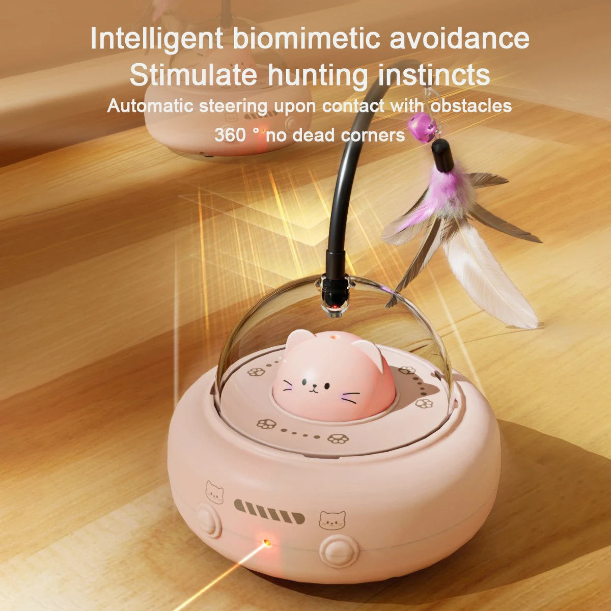 Intelligent Cat Toy Red Dot Laser with RainIntelligent Red Dot Laser Cat Toy with Rainbow Light & USB Chargingow Light Obstacle Avoidance USB Charging Automatic Standby Bionic Cat Teaser