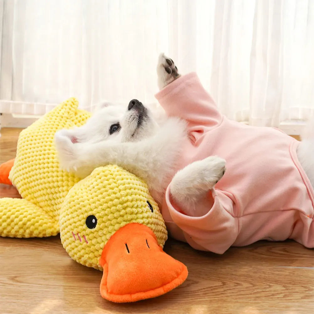 Dog Calming Duck Plush Toy with Quack Sound