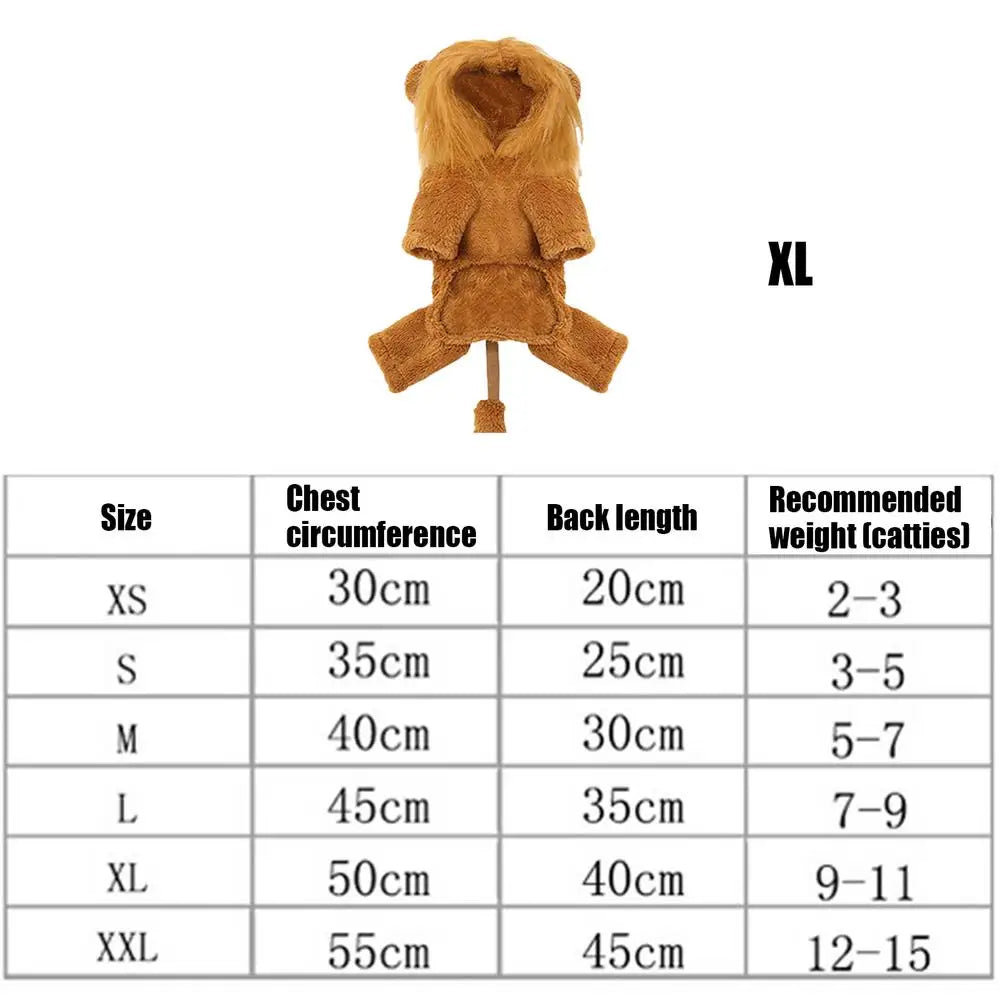 Cute Lion & Tiger Cartoon Hoodie Pet Costume