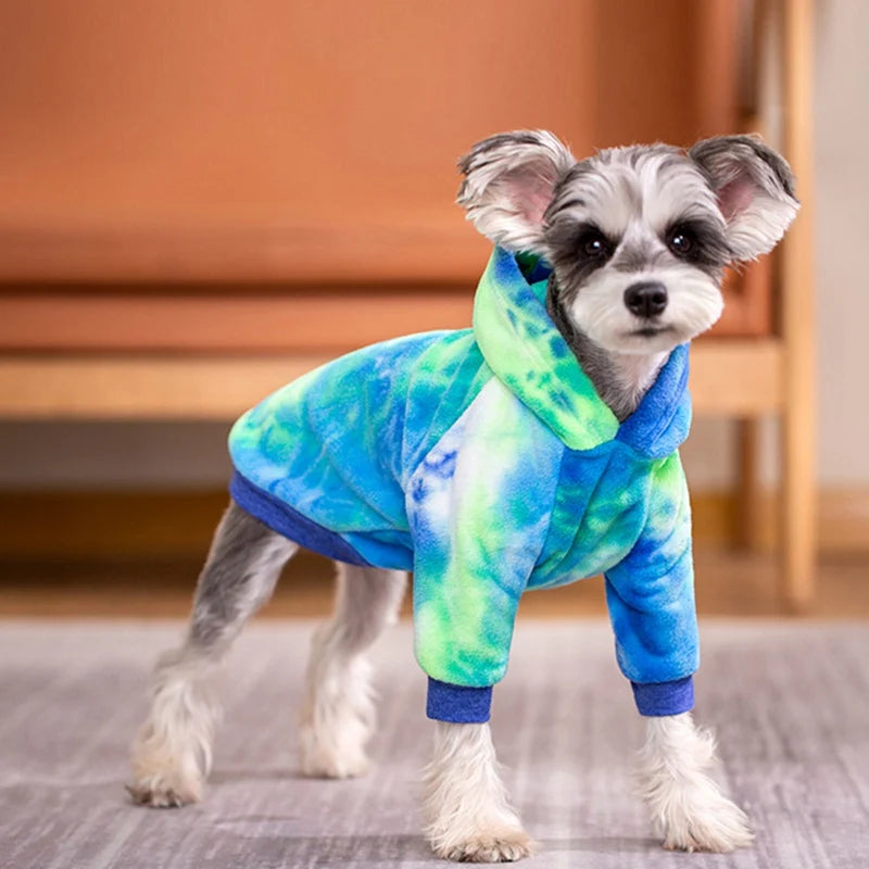 Tie Dye Dog Hoodie with Hat – Winter Coat & Sweater