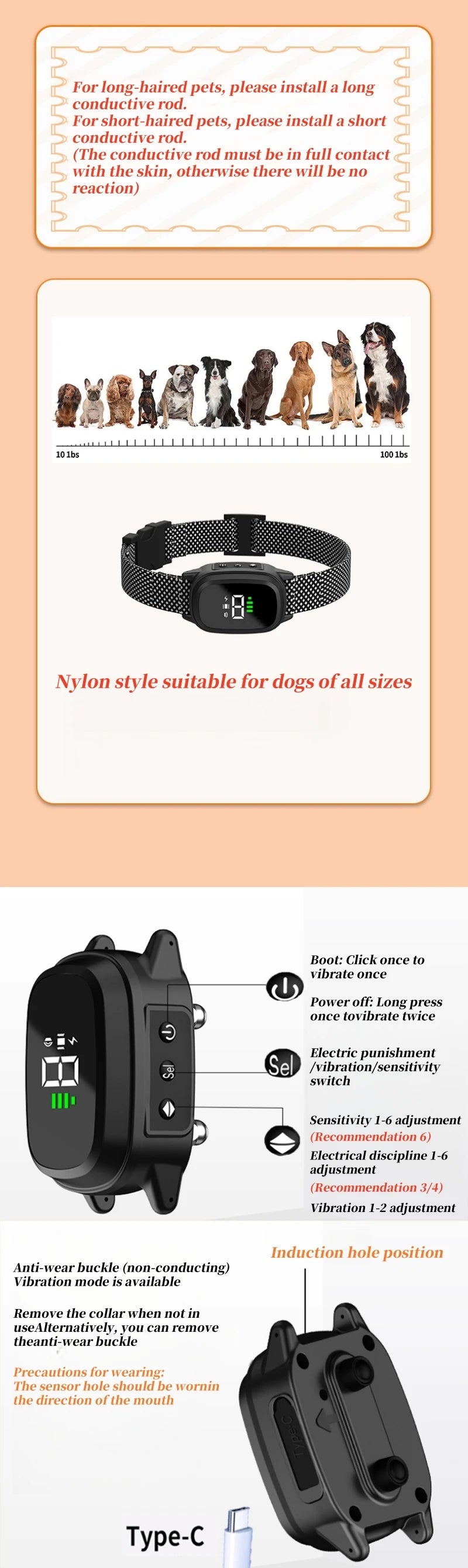 YHLC Automatic Anti-Bark Dog Collar – Rechargeable Training Collar