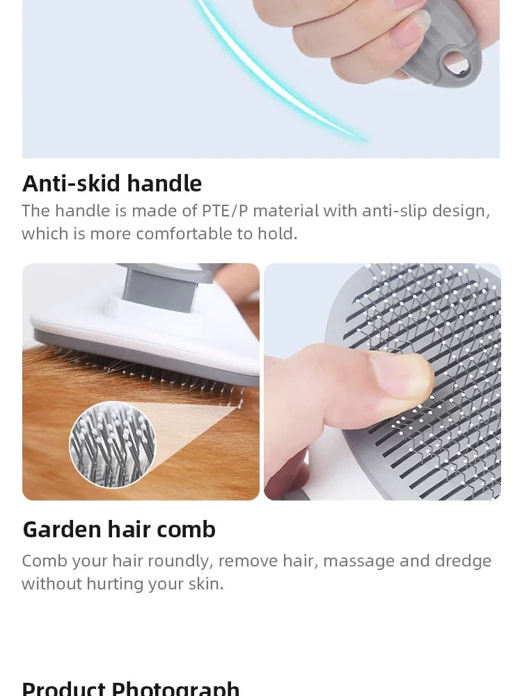 Stainless Steel Pet Hair Removal Brush & Comb – Automatic Grooming Tool