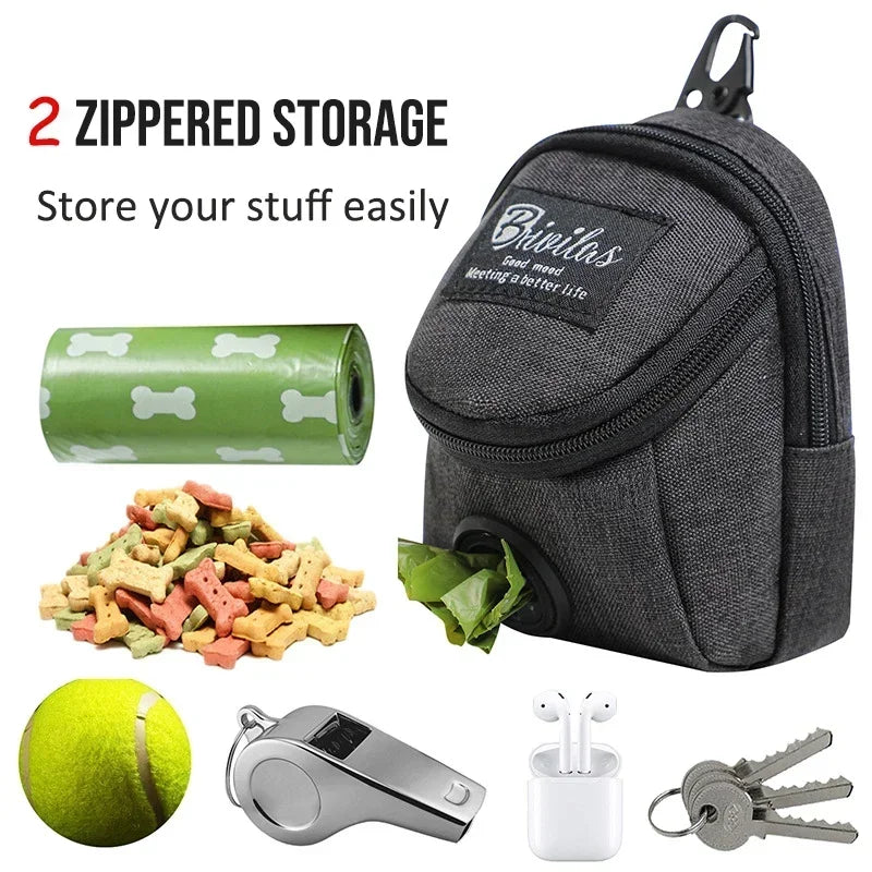 Portable Dog Training Treat Pouch with Poop Bag Dispenser