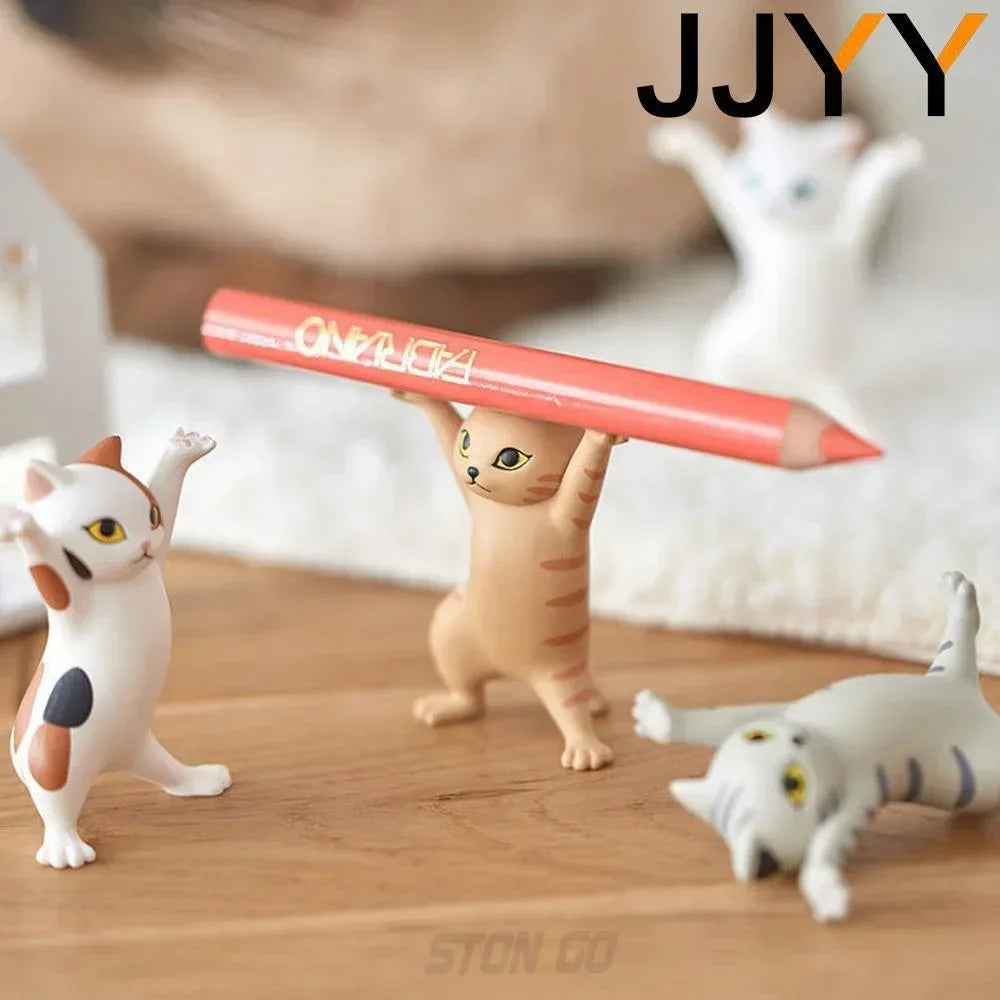 JJYY Cat Statue Pencil Holder Desktop Ornament