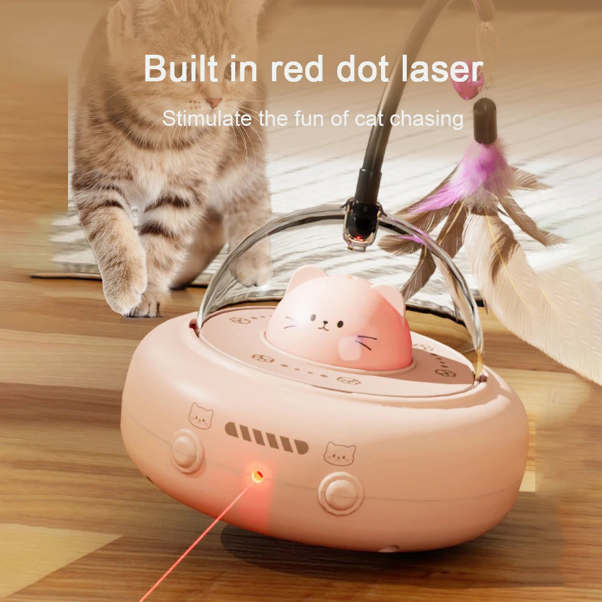 Intelligent Cat Toy Red Dot Laser with RainIntelligent Red Dot Laser Cat Toy with Rainbow Light & USB Chargingow Light Obstacle Avoidance USB Charging Automatic Standby Bionic Cat Teaser
