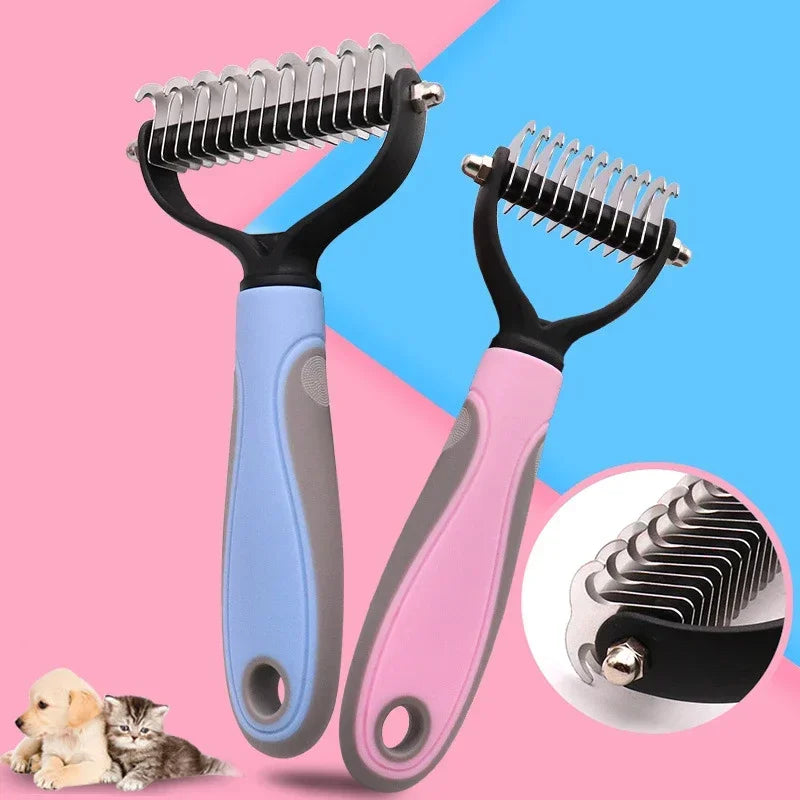 Double-Sided Pet Fur Knot Cutter & Shedding Tool