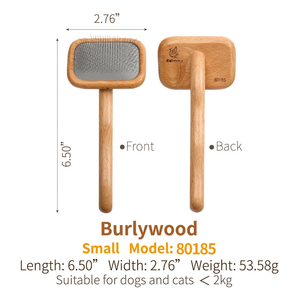 Fenice Wooden Handle Pet Grooming Comb – Needle Brush for Dogs & Cats