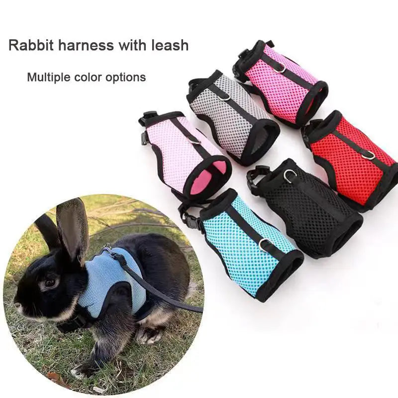 Breathable Rabbit Harness & Leash Set – Soft Vest Carrier with Adjustable Fit