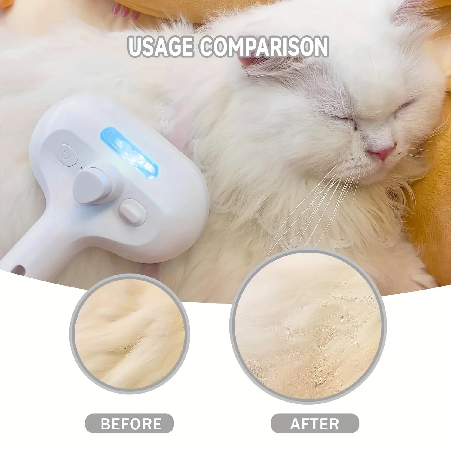 Pet Spray Hair Comb with Dematting & Cleaning Brush