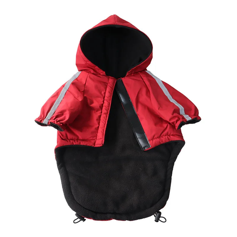 Reflective Waterproof Dog Hoodie with Fleece Lining