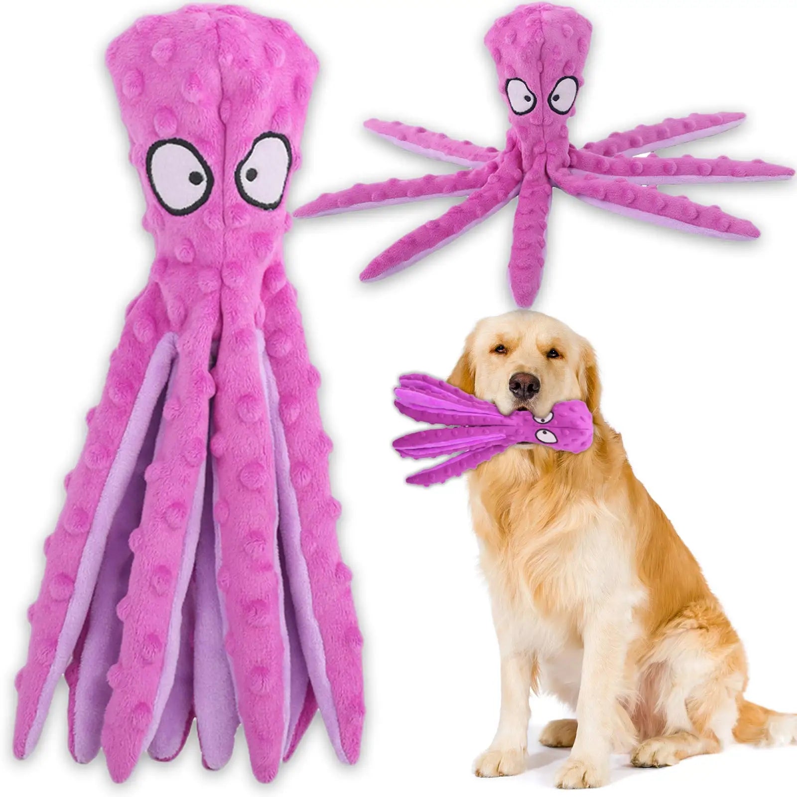 Squeaky Octopus Chew Toy for Medium & Large Dogs