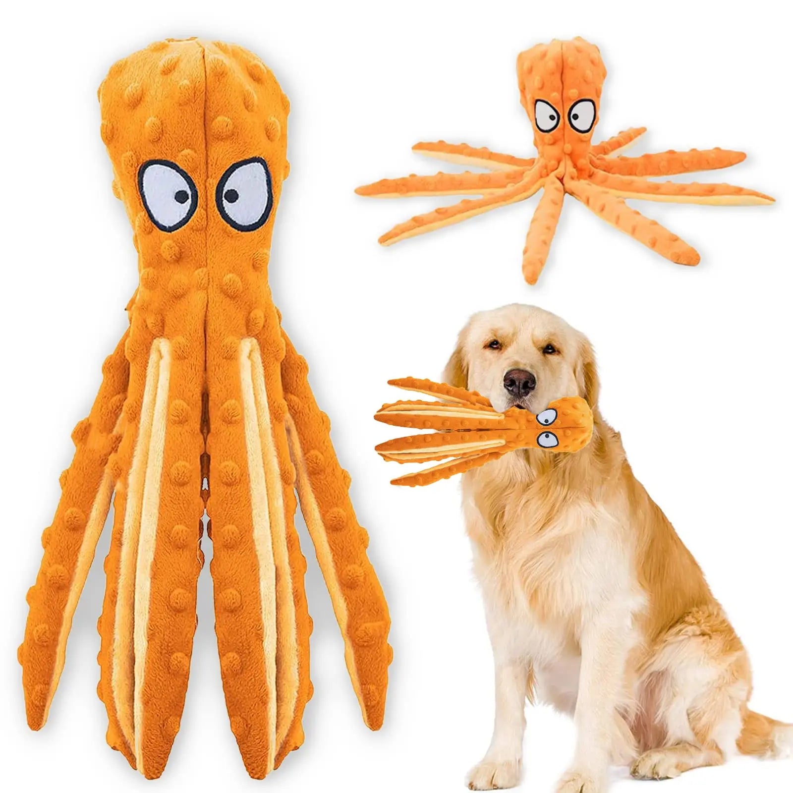 Squeaky Octopus Chew Toy for Medium & Large Dogs