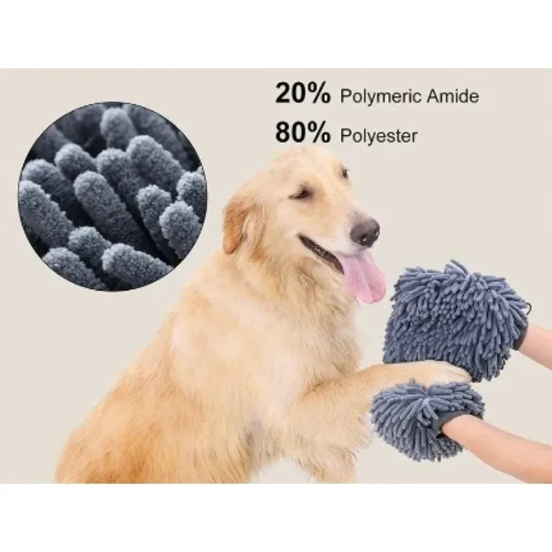 Double-Sided Microfiber Pet Grooming Glove Towel