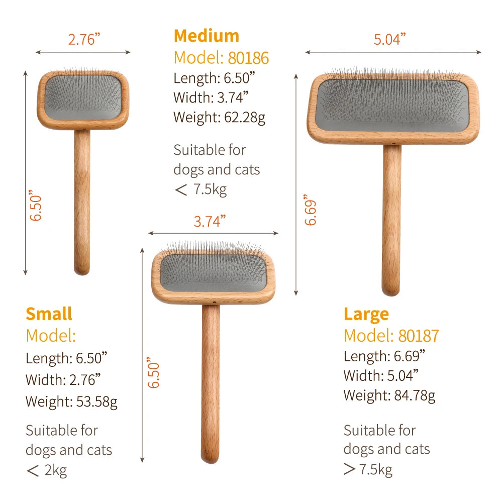 Fenice Wooden Handle Pet Grooming Comb – Needle Brush for Dogs & Cats