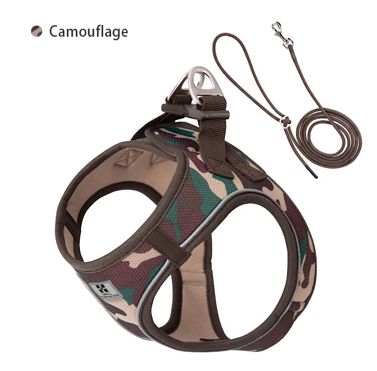 Adjustable Reflective Dog Harness & Leash Set – For Small to Medium Pets