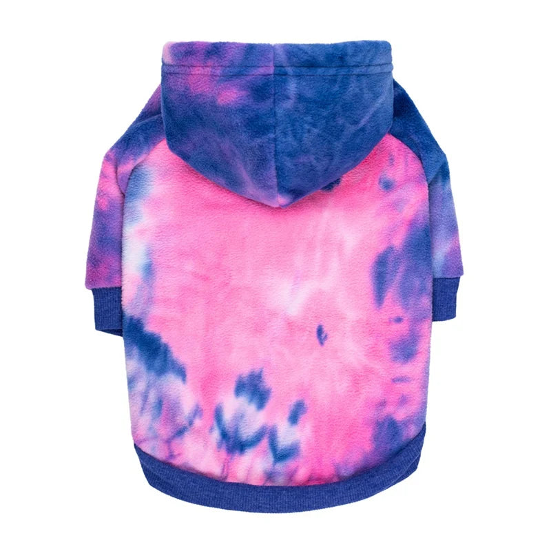 Tie Dye Dog Hoodie with Hat – Winter Coat & Sweater