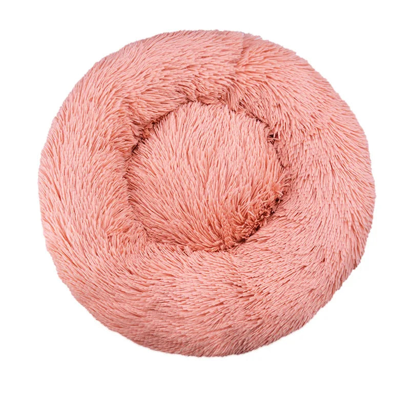 Plush Round Dog & Cat Bed – Winter Warm