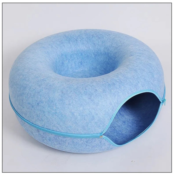 Donut Cat Bed with Interactive Tunnel