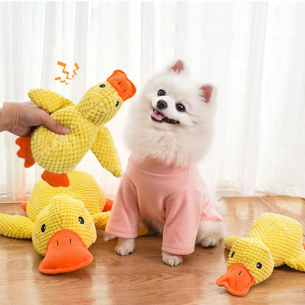 Dog Calming Duck Plush Toy with Quack Sound