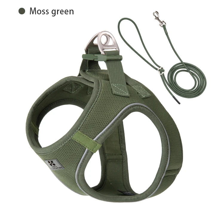 Adjustable Reflective Dog Harness & Leash Set – For Small to Medium Pets