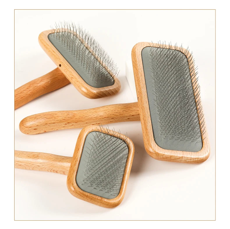 Fenice Wooden Handle Pet Grooming Comb – Needle Brush for Dogs & Cats