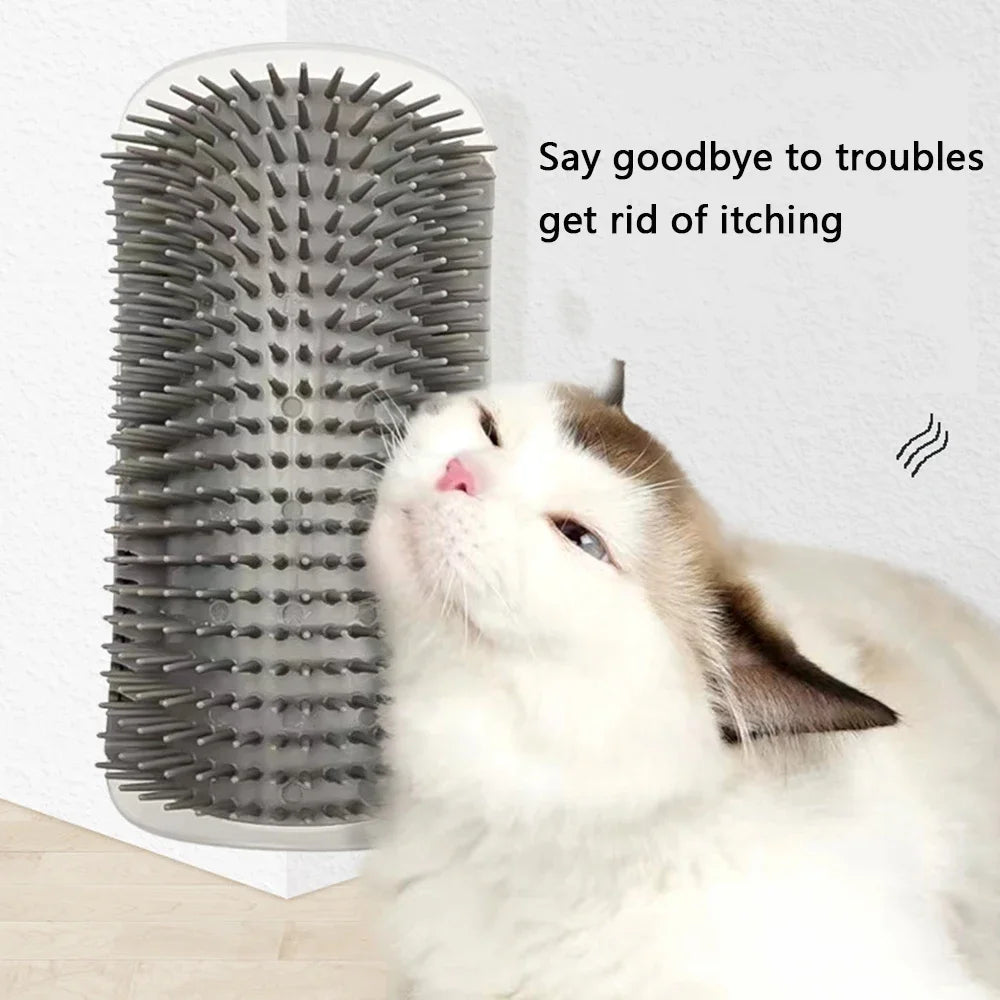 Cat Wall Brush & Scratcher with Catnip Toy