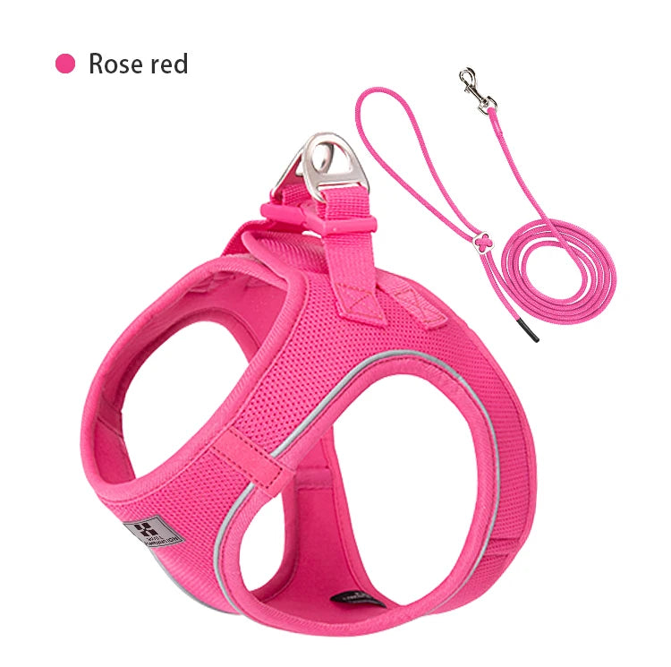 Adjustable Reflective Dog Harness & Leash Set – For Small to Medium Pets