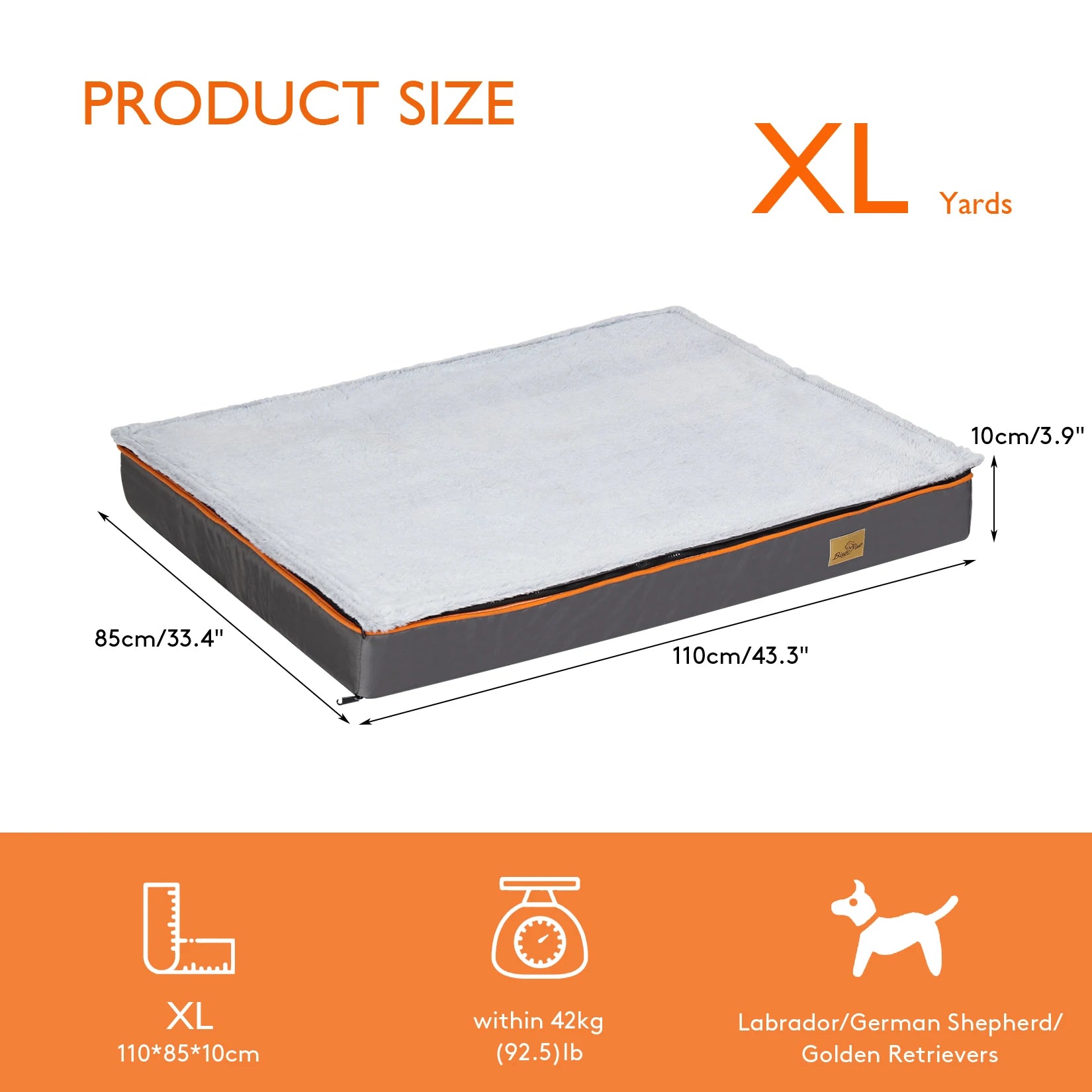 Large Orthopedic Foam Dog Bed with Washable Cover