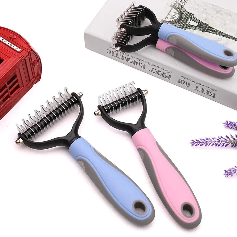 Double-Sided Pet Fur Knot Cutter & Shedding Tool