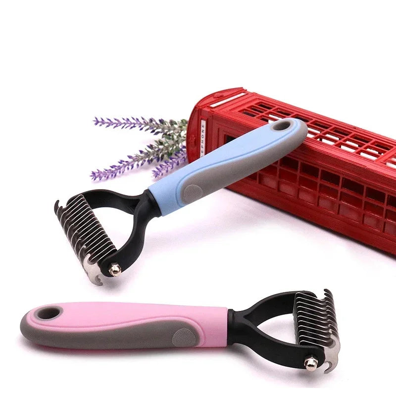 Double-Sided Pet Fur Knot Cutter & Shedding Tool