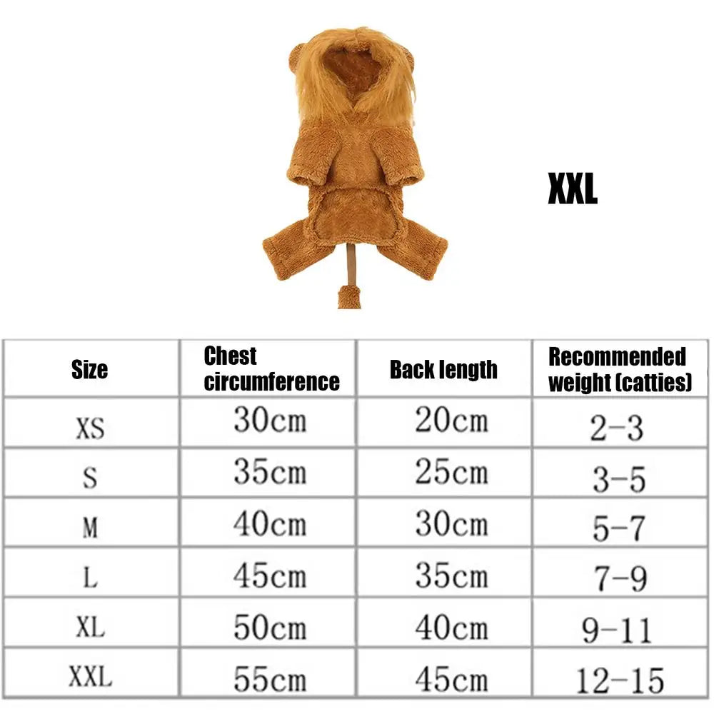 Cute Lion & Tiger Cartoon Hoodie Pet Costume