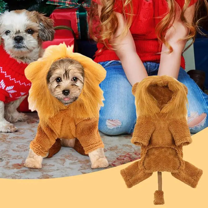 Cute Lion & Tiger Cartoon Hoodie Pet Costume