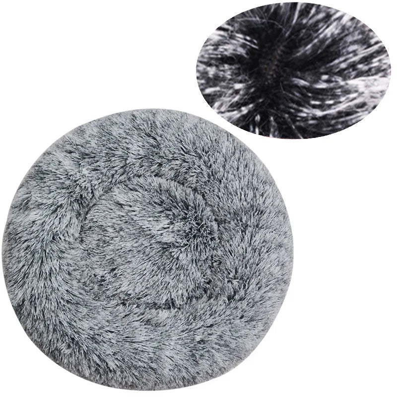 Plush Round Dog & Cat Bed – Winter Warm