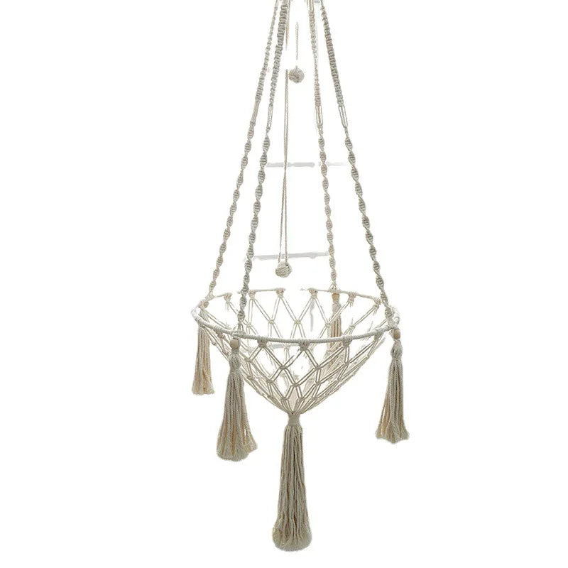 Hand-Woven Cat Hammock – Hanging Cotton Rope Basket for Indoor Pets