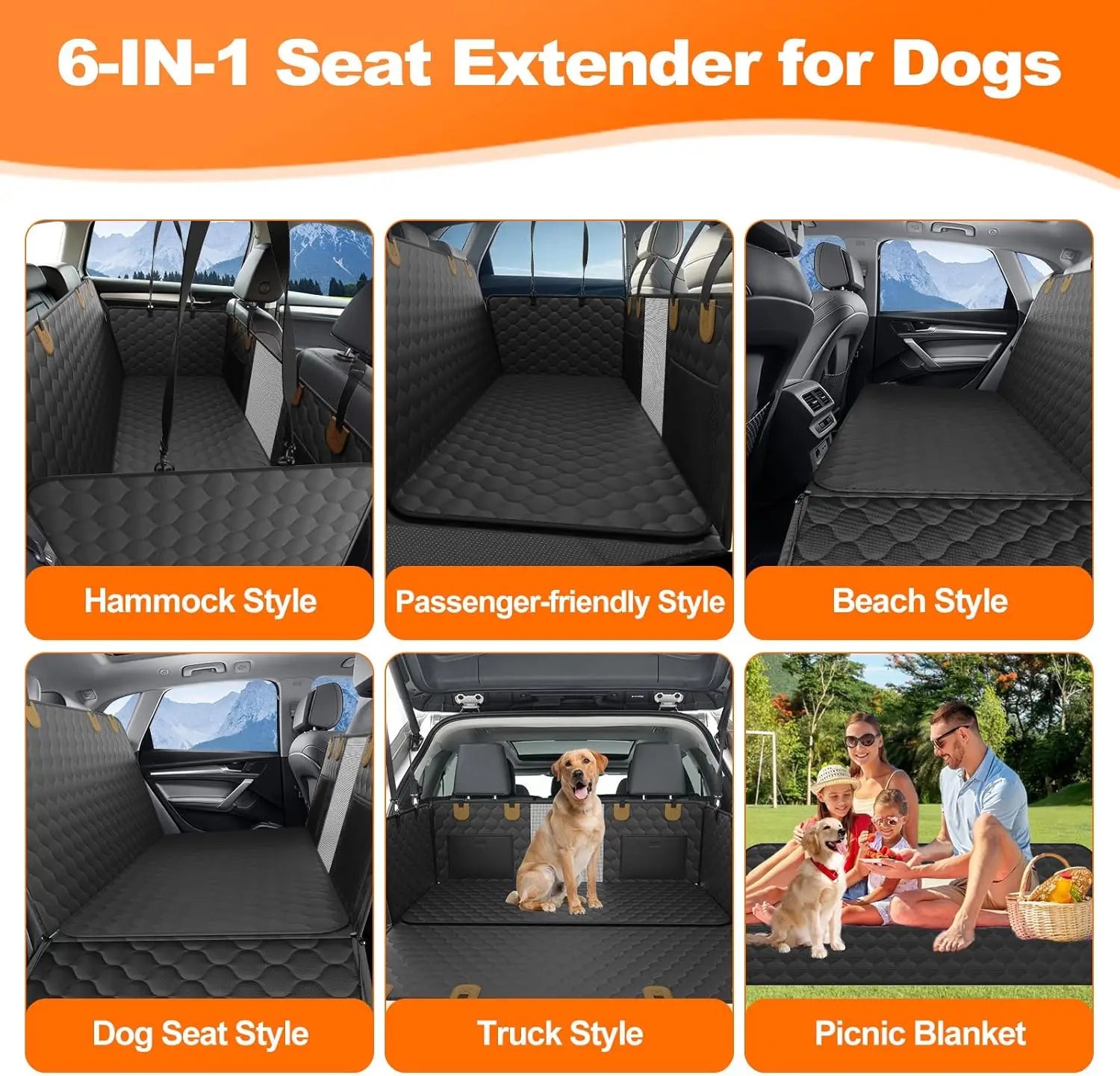 Waterproof Foldable Dog Car Seat – Hammock & Back Seat Protector