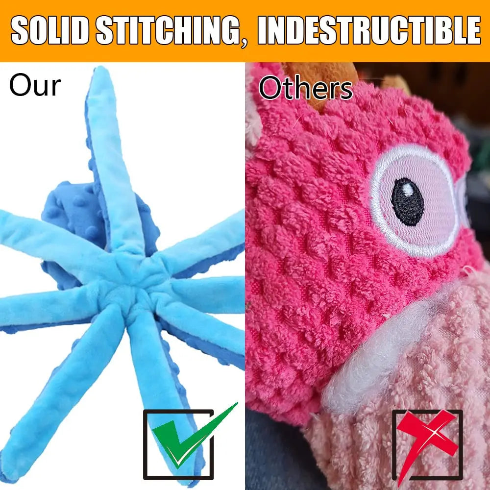 Squeaky Octopus Chew Toy for Medium & Large Dogs