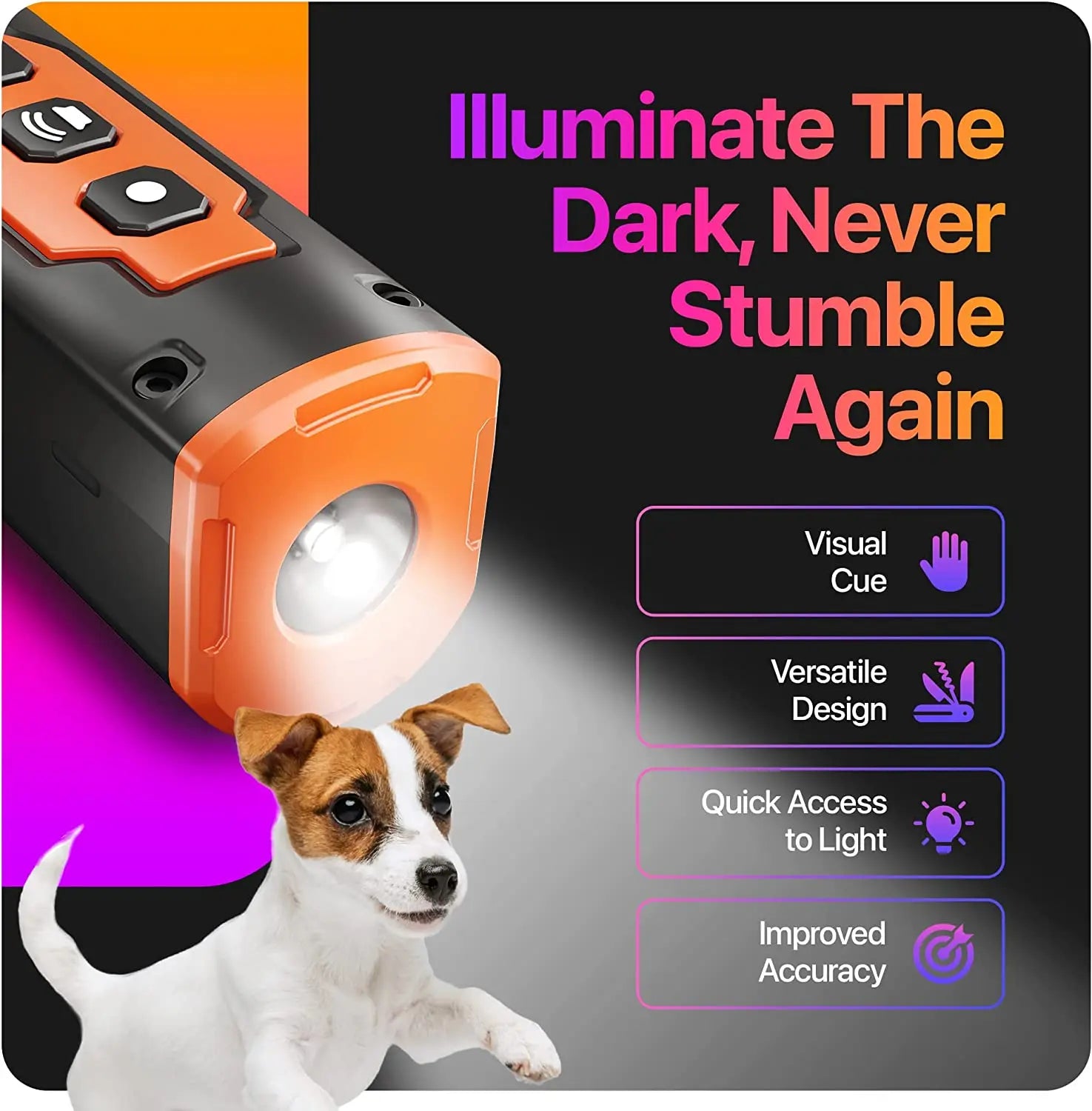 Ultrasonic Dog Repeller & Training Device – Rechargeable with LED Light