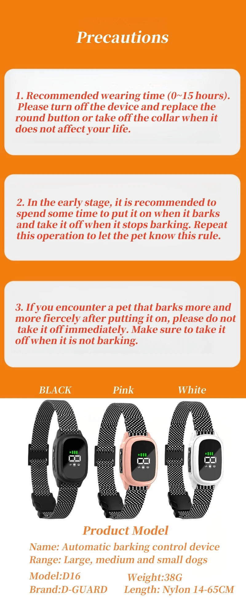 YHLC Automatic Anti-Bark Dog Collar – Rechargeable Training Collar