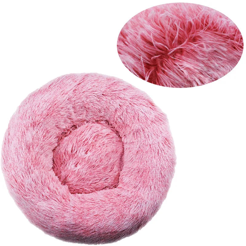 Plush Round Dog & Cat Bed – Winter Warm