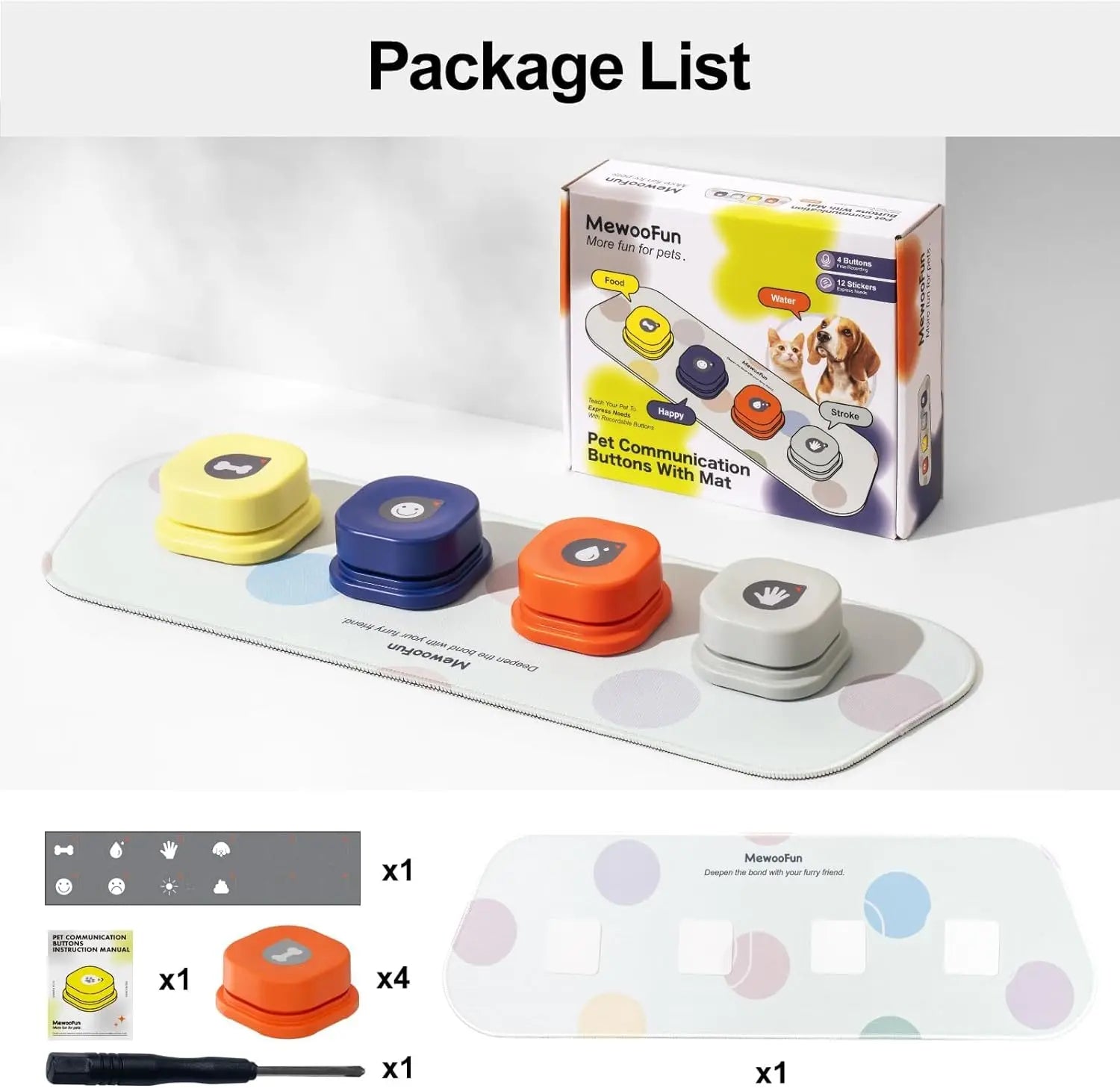 Mewoofun Voice Recording Button Dog Communication & Training Set
